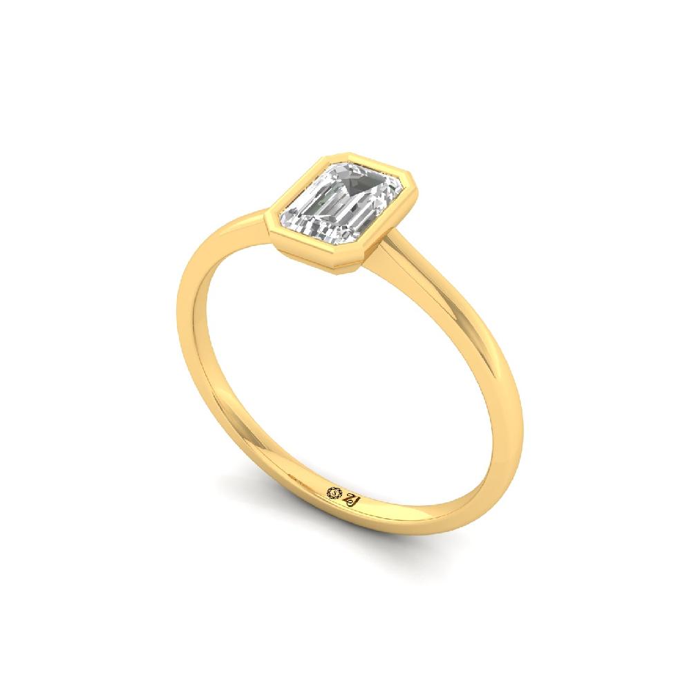 Elegant Emerald Cut CVD lab grown Diamond Solitaire Ring 