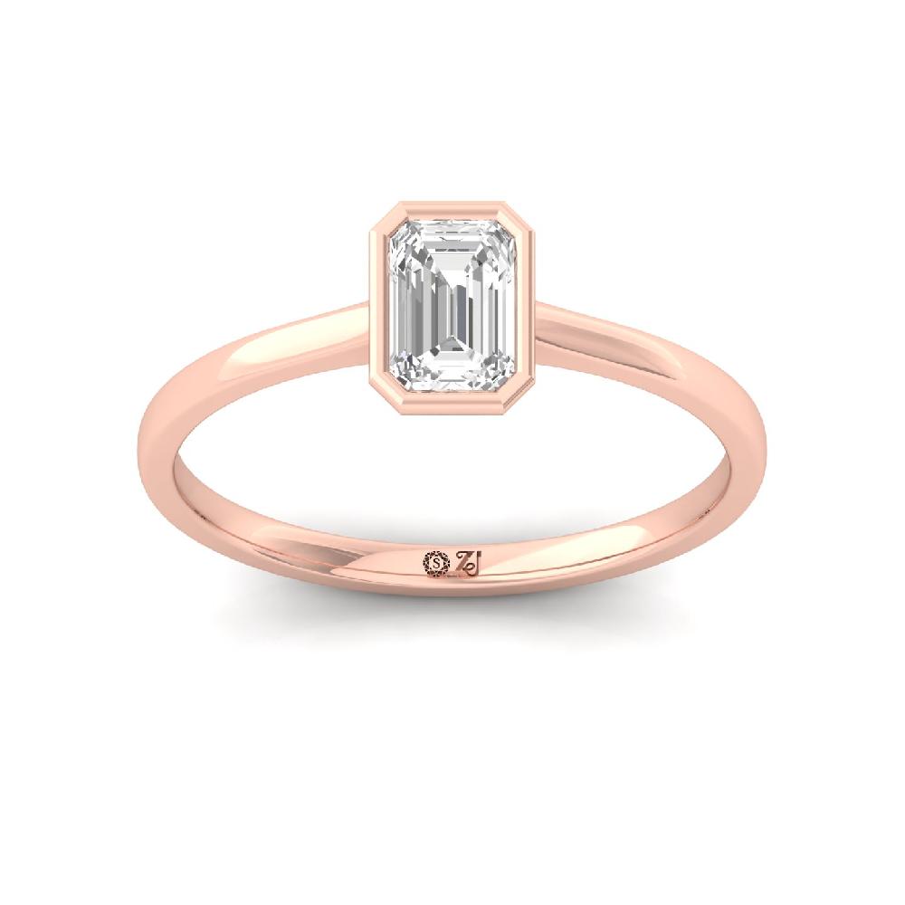 Elegant Emerald Cut CVD lab grown Diamond Solitaire Ring 