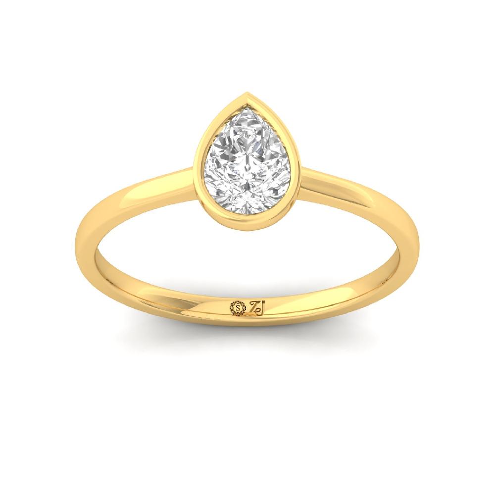 Elegant Pear Shape CVD lab grown Diamond Solitaire Ring