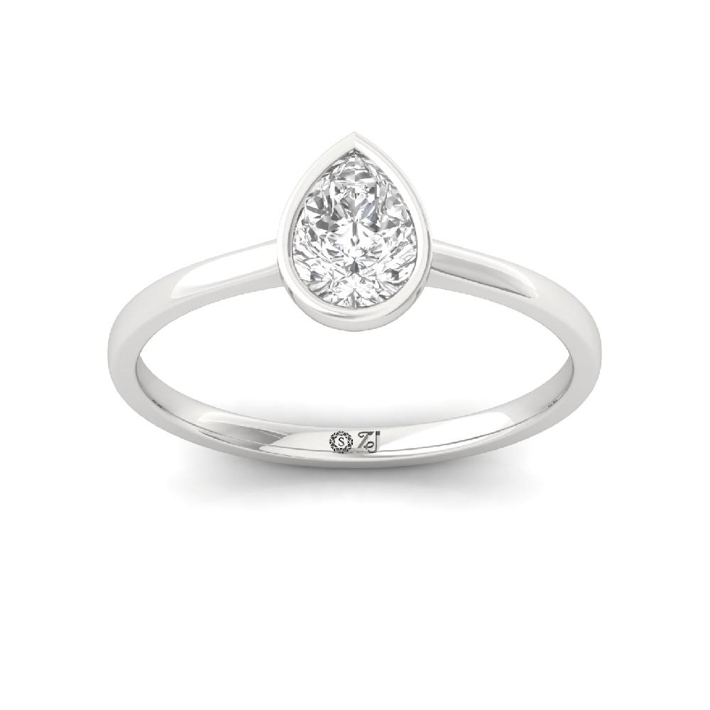 Elegant Pear Shape CVD lab grown Diamond Solitaire Ring