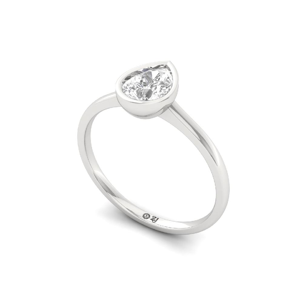Elegant Pear Shape CVD lab grown Diamond Solitaire Ring