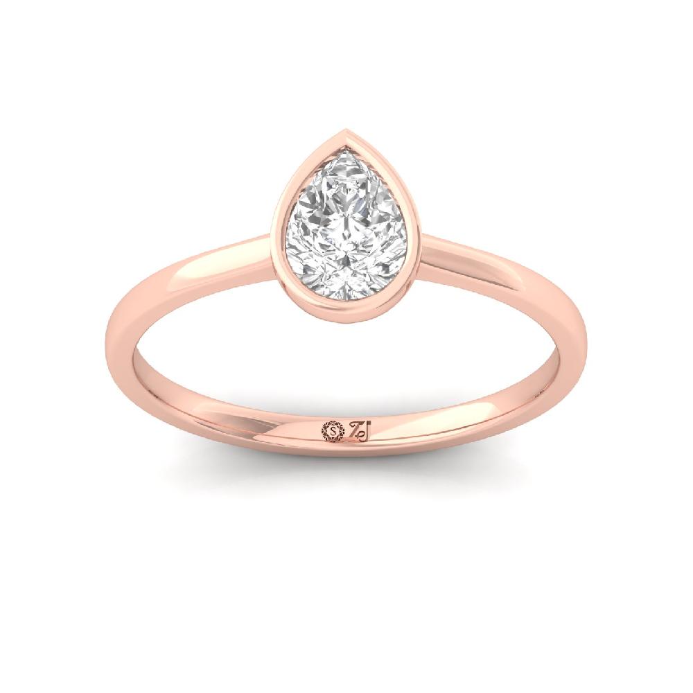 Elegant Pear Shape CVD lab grown Diamond Solitaire Ring