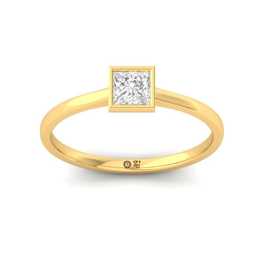 Modern Princess Cut lab grown Diamods CVD Diamond Solitaire Ring