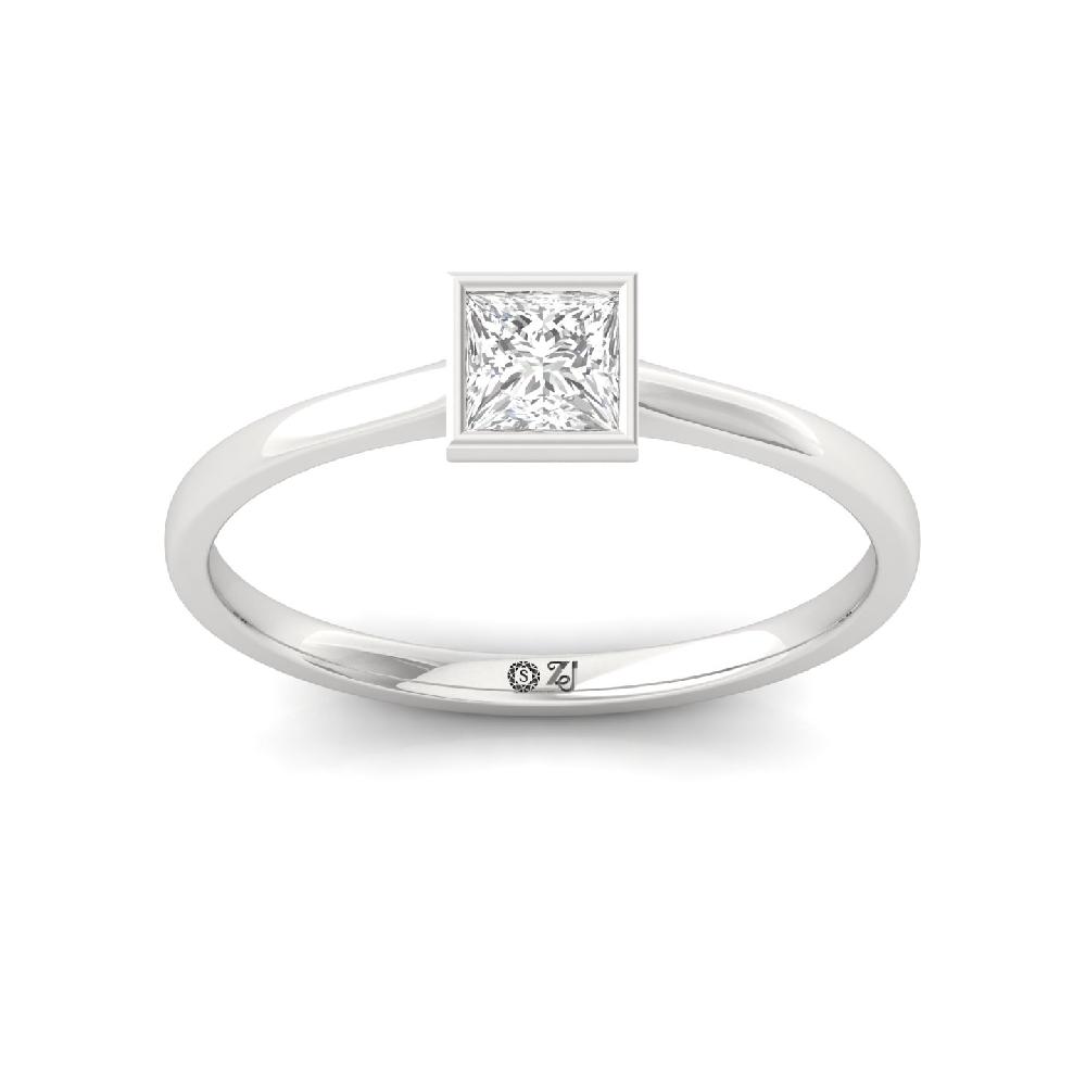 Modern Princess Cut lab grown Diamods CVD Diamond Solitaire Ring