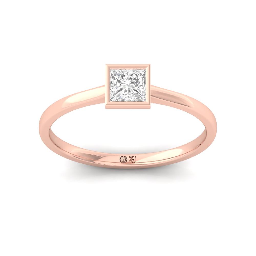 Modern Princess Cut lab grown Diamods CVD Diamond Solitaire Ring