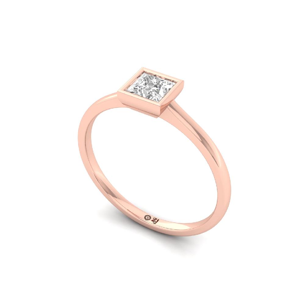 Modern Princess Cut lab grown Diamods CVD Diamond Solitaire Ring