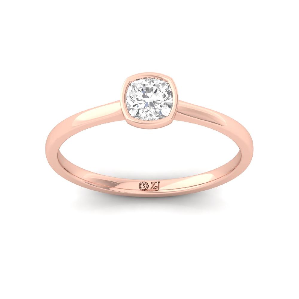 Cushion Cut CVD lab grown Diamond Solitaire Ring