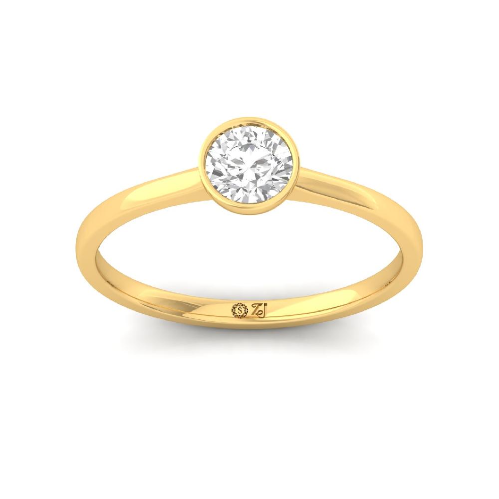  Bezel Round Cut CVD lab grown Diamond Solitaire Ring 