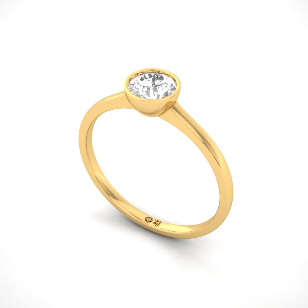  Bezel Round Cut CVD lab grown Diamond Solitaire Ring 