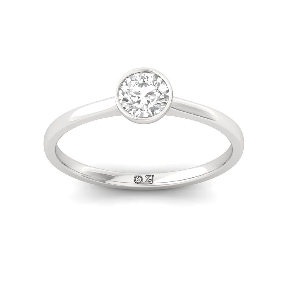  Bezel Round Cut CVD lab grown Diamond Solitaire Ring 