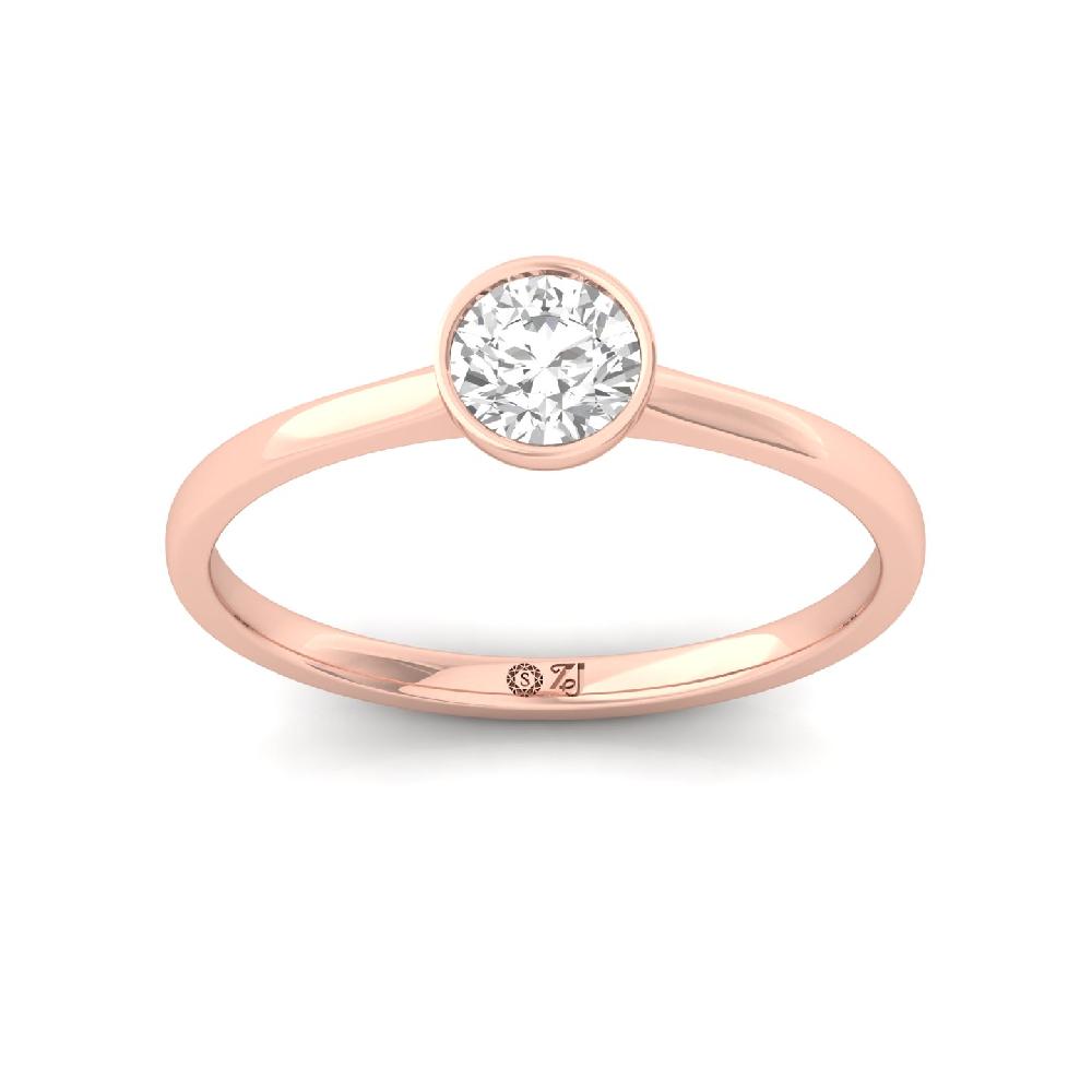  Bezel Round Cut CVD lab grown Diamond Solitaire Ring 