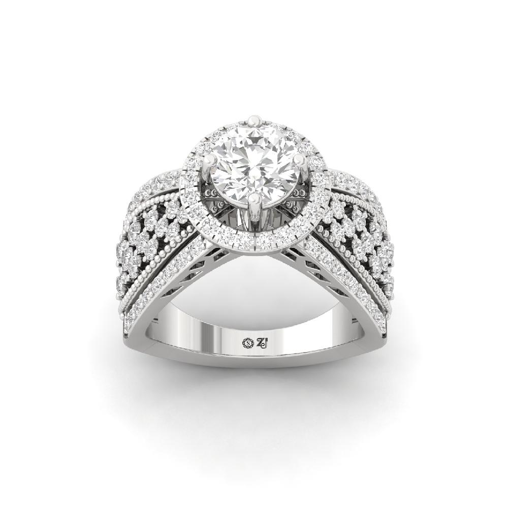 Aurora Vintage Glamour round Cut lab grown Diamonds Engagement Ring 