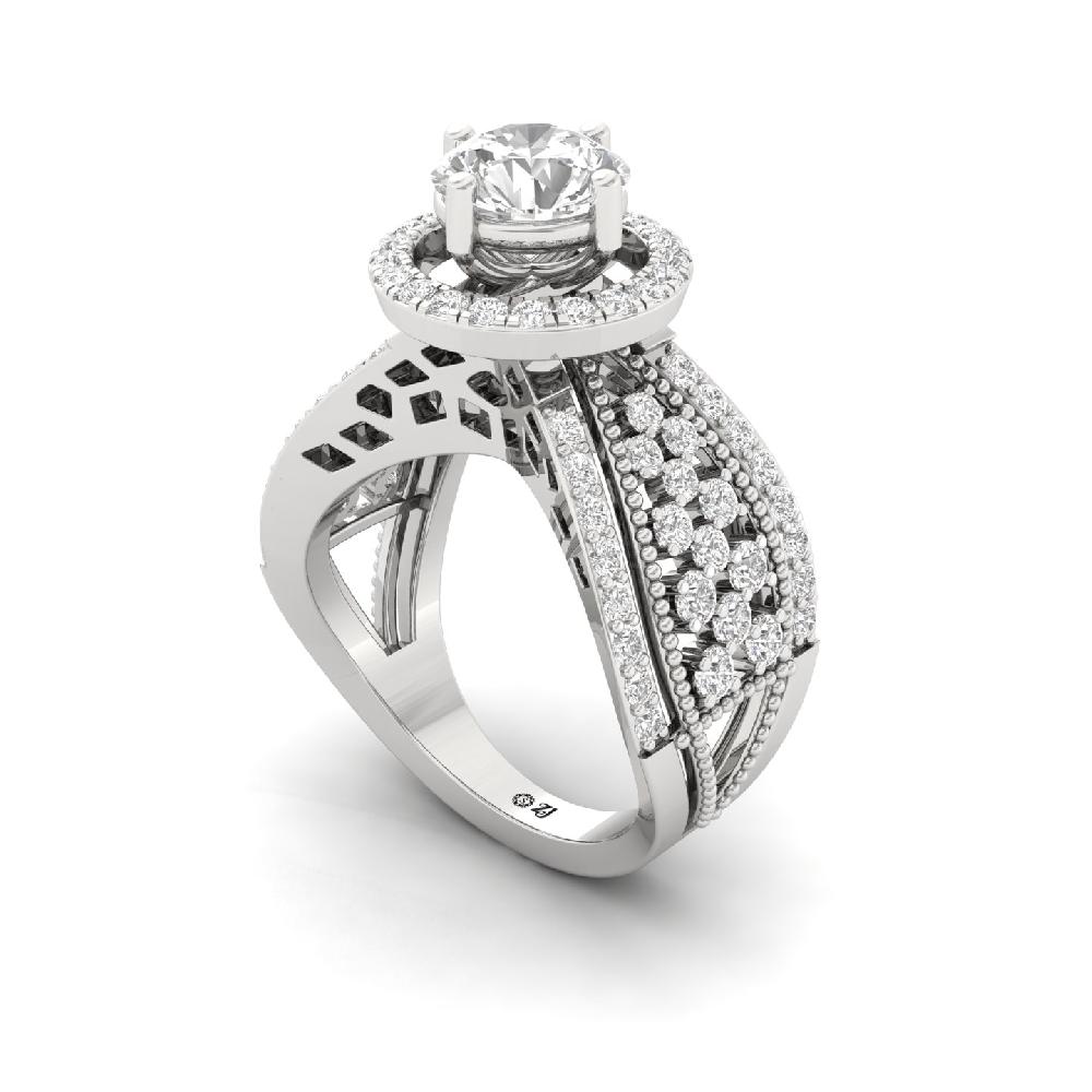 Aurora Vintage Glamour round Cut lab grown Diamonds Engagement Ring 
