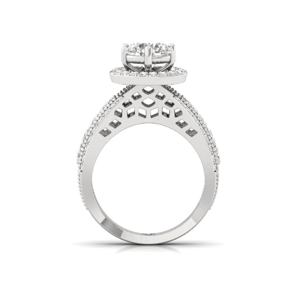 Aurora Vintage Glamour round Cut lab grown Diamonds Engagement Ring 