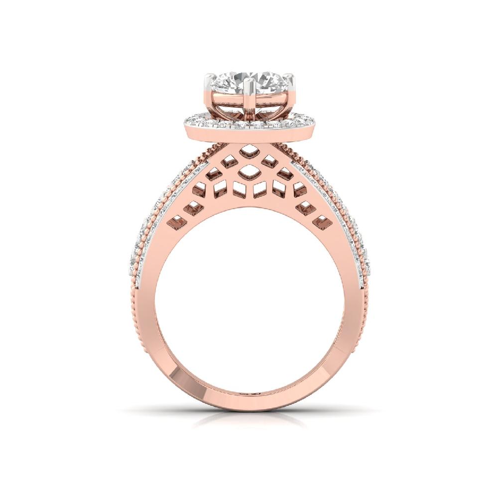 Aurora Vintage Glamour round Cut lab grown Diamonds Engagement Ring 