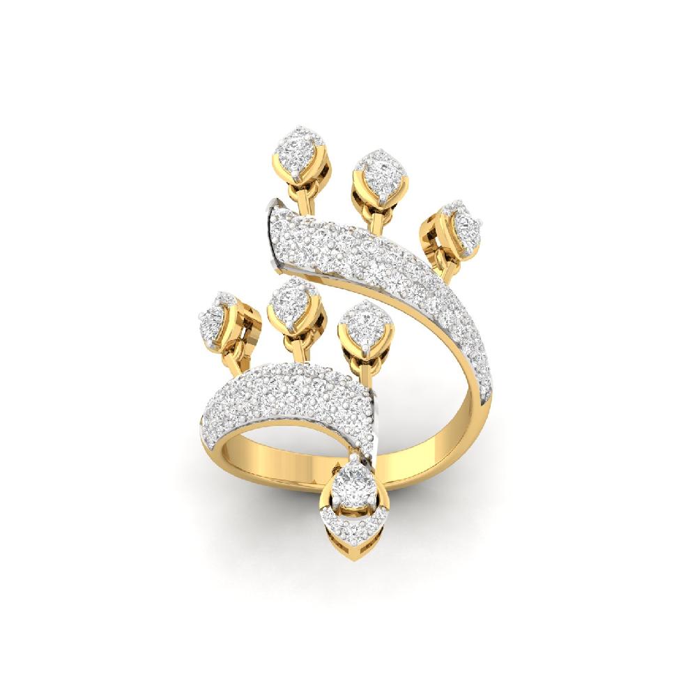 Ariella Spiral Majesty CVD lab grwon diamonds & Diamond Statement Ring