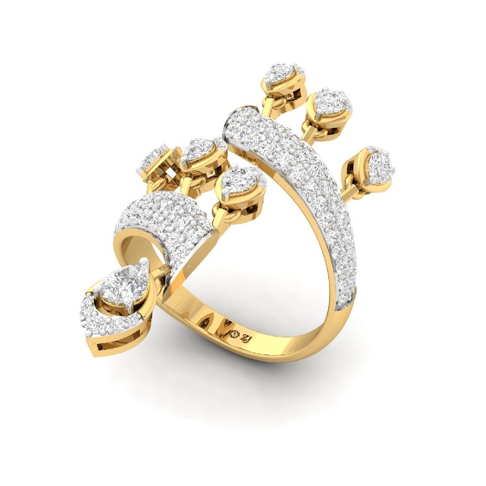 Ariella Spiral Majesty CVD lab grwon diamonds & Diamond Statement Ring