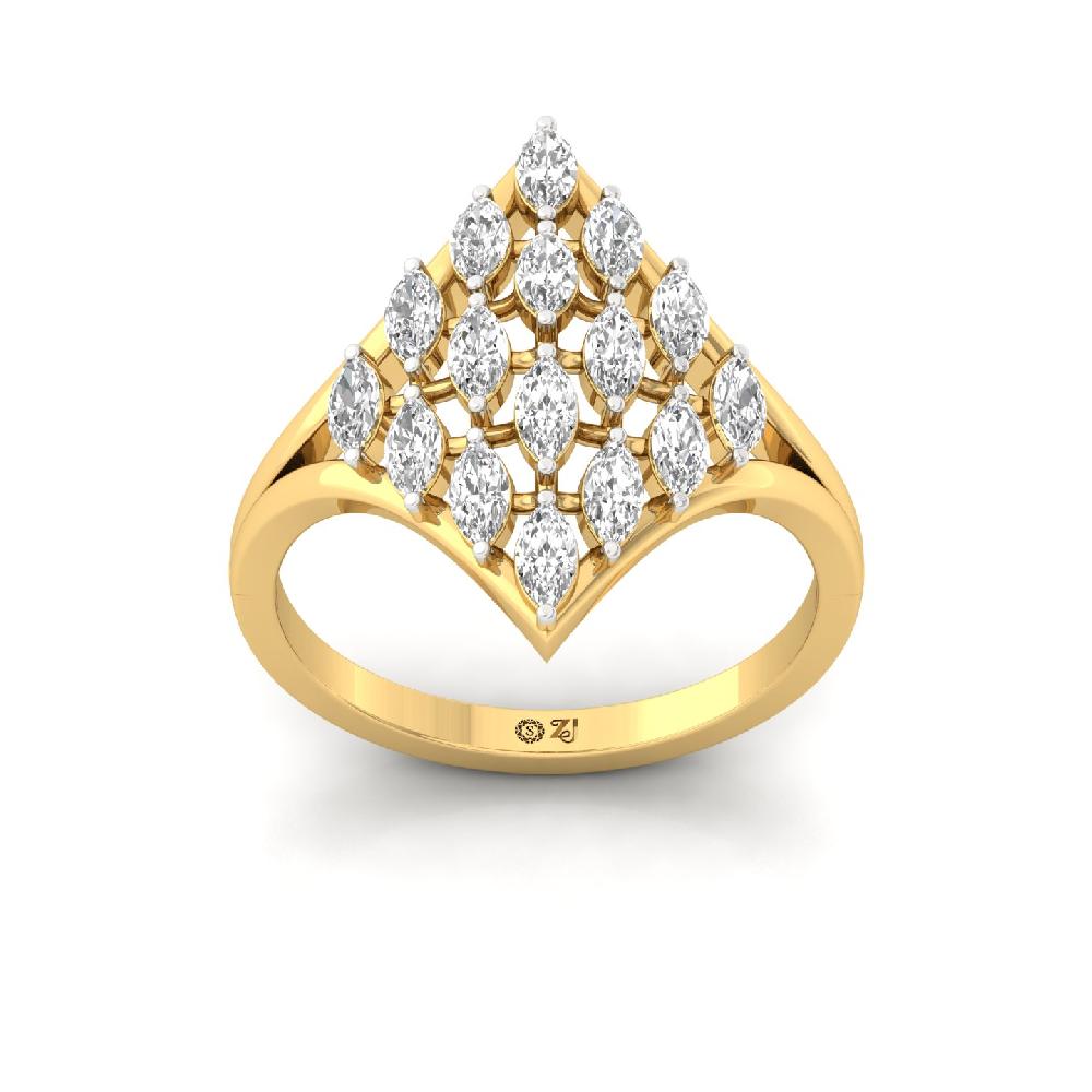 Elanora Marquise cut Cluster CVD lab grown Diamond Ring 