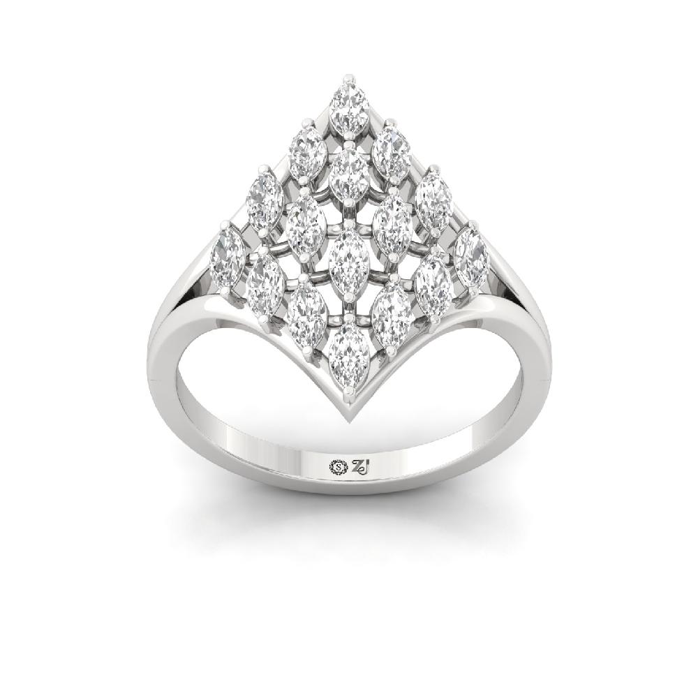 Elanora Marquise cut Cluster CVD lab grown Diamond Ring 