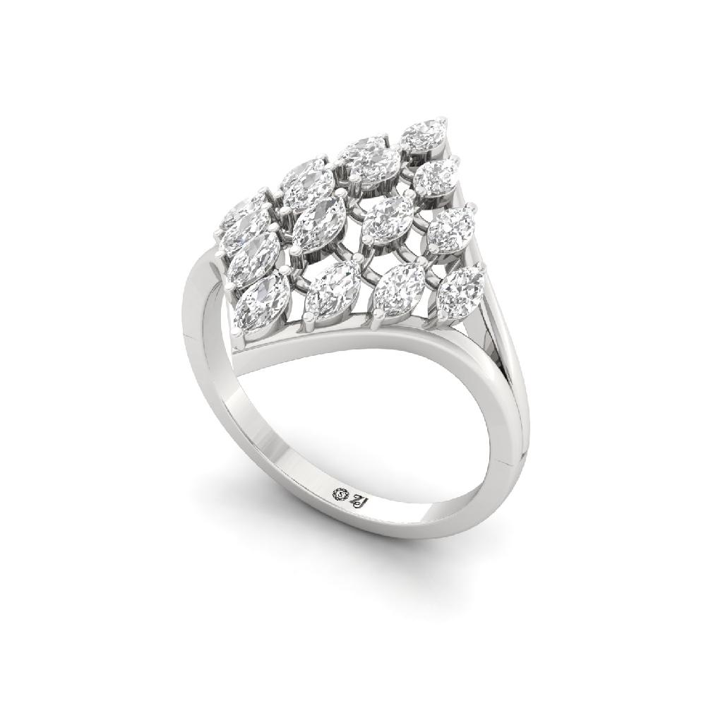 Elanora Marquise cut Cluster CVD lab grown Diamond Ring 