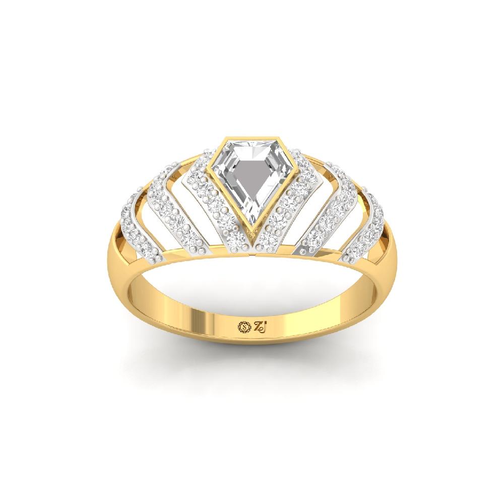Royal Shield unique & princess Cut Cvd lab grown Diamonds Crown Ring