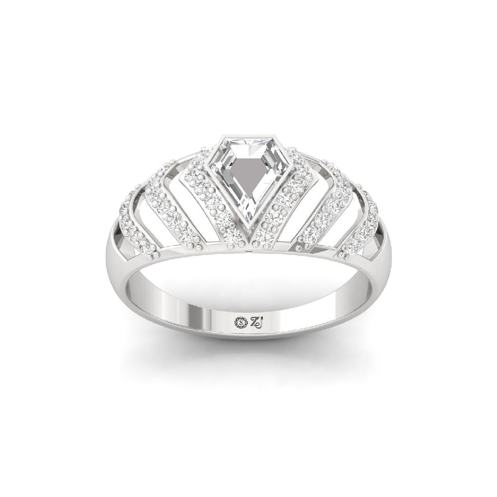 Royal Shield unique & princess Cut lab grown Diamonds Crown Ring