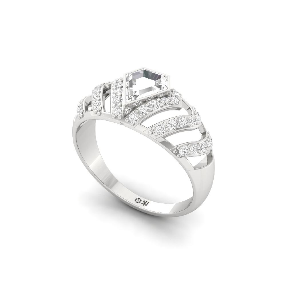 Royal Shield unique & princess Cut lab grown Diamonds Crown Ring