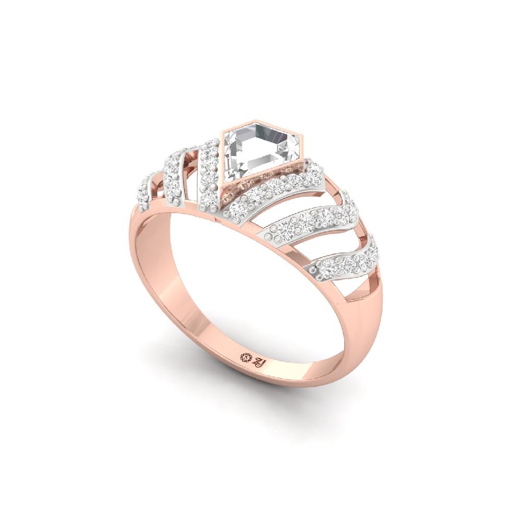 Royal Shield unique & princess Cut lab grown Diamonds Crown Ring