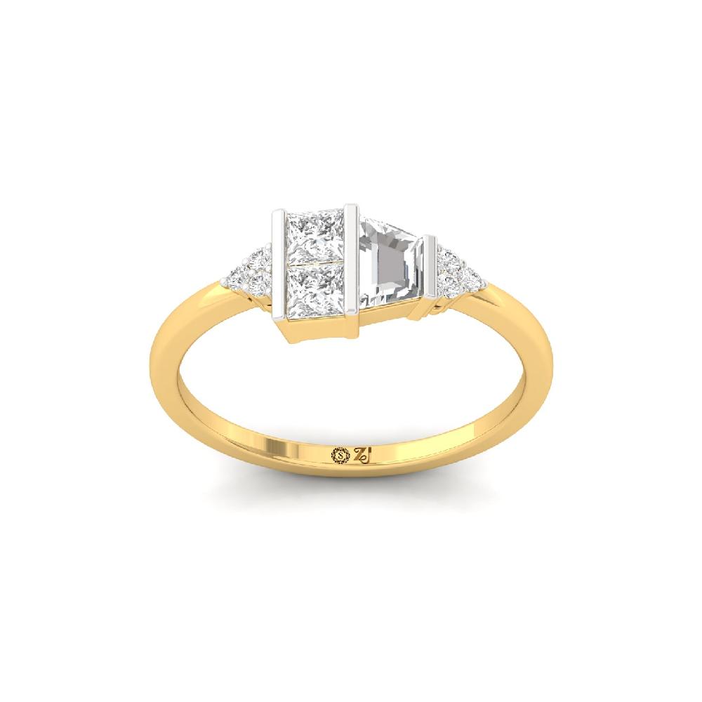 unique Cut Princess Cut Dual Bezel Diamond Ring 