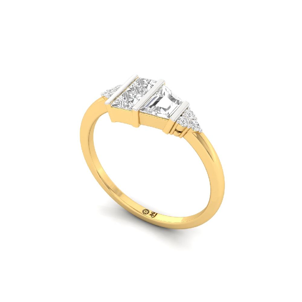 unique Cut Princess Cut Dual Bezel Diamond Ring 