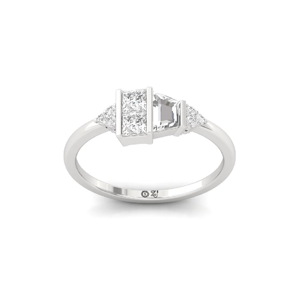 unique Cut Princess Cut Dual Bezel Diamond Ring 