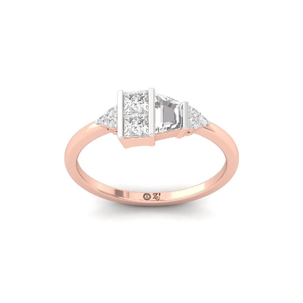 unique Cut Princess Cut Dual Bezel Diamond Ring 