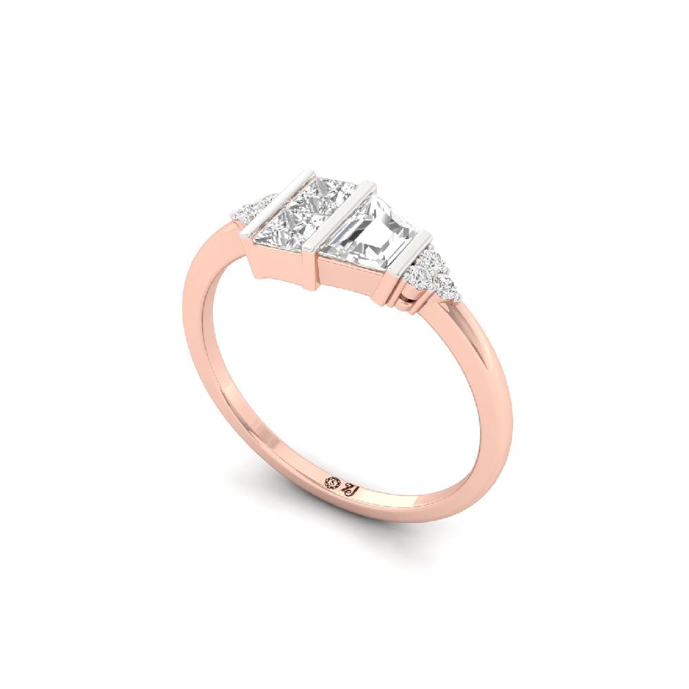 unique Cut Princess Cut Dual Bezel Diamond Ring 