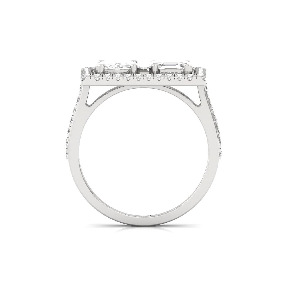 Geometric Twin Stone Rectangle Frame Diamond ring