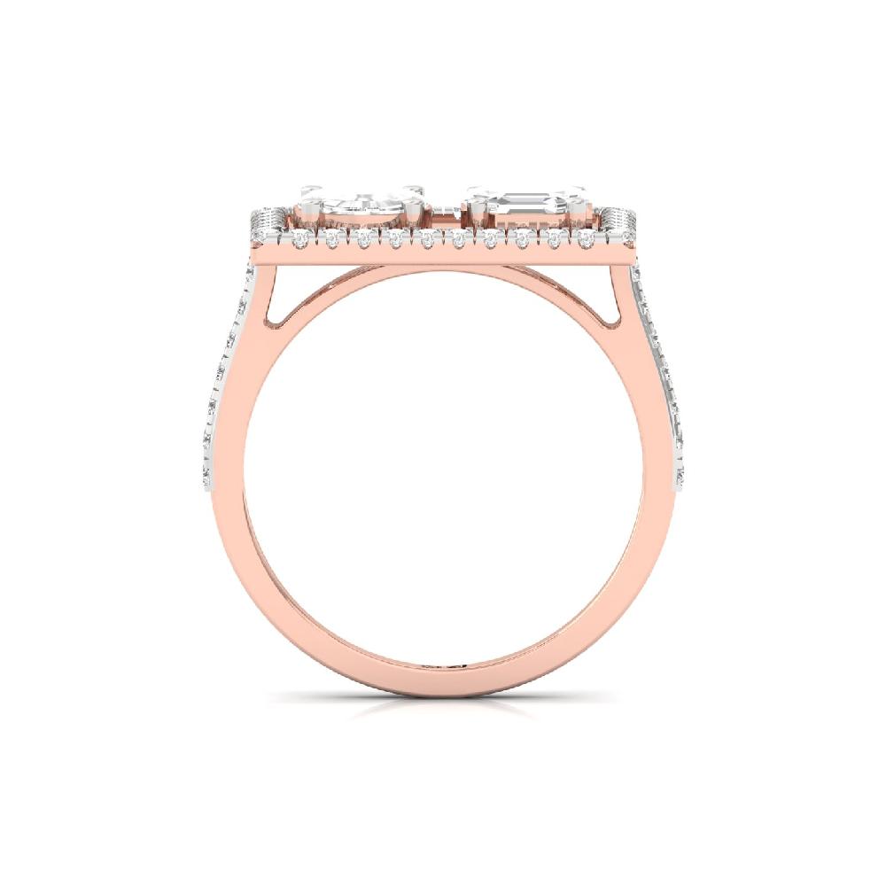 Geometric Twin Stone Rectangle Frame Diamond ring