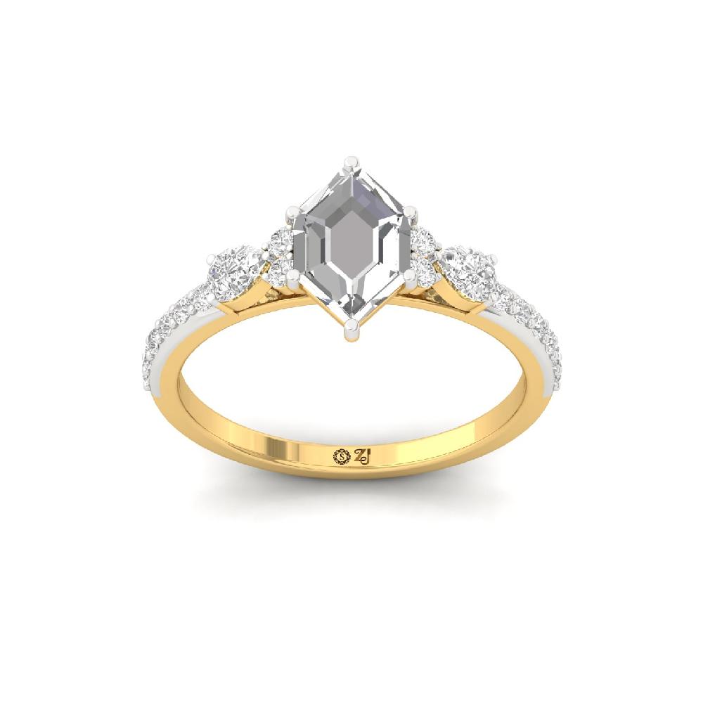 unique Cut Slim round Cut Solitaire CVD lab grown Diamond Ring
