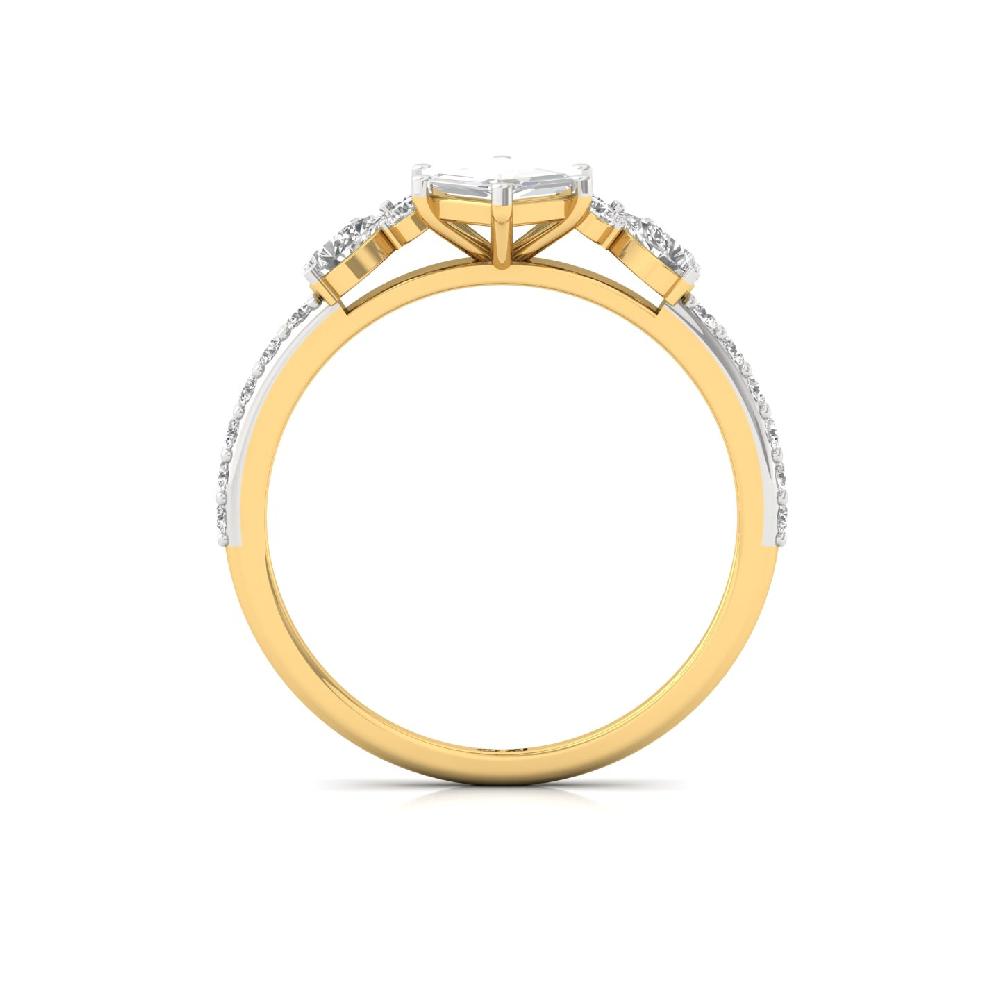 unique Cut Slim round Cut Solitaire CVD lab grown Diamond Ring