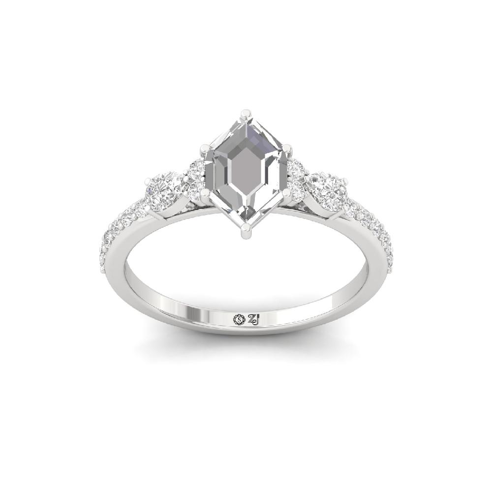 unique Cut Slim round Cut Solitaire CVD lab grown Diamond Ring