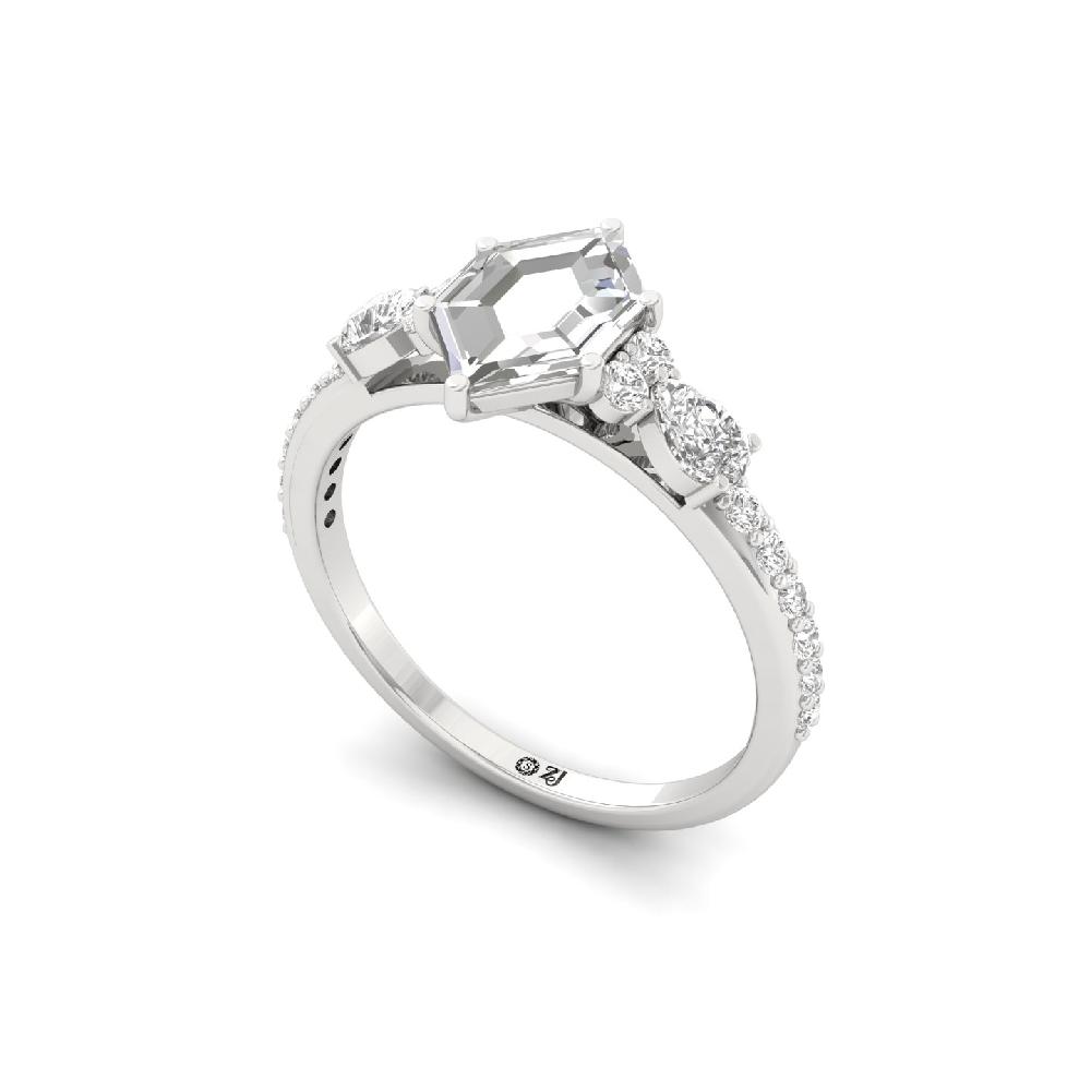 unique Cut Slim round Cut Solitaire CVD lab grown Diamond Ring