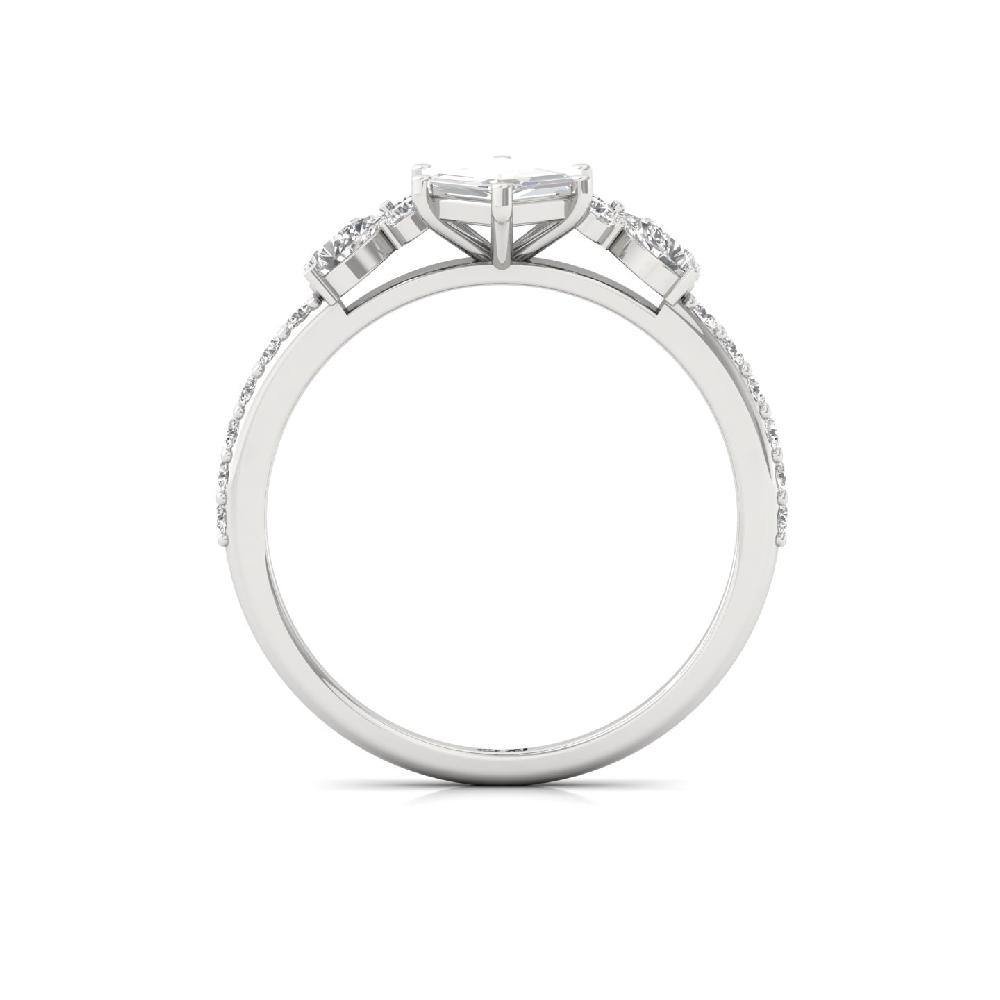 unique Cut Slim round Cut Solitaire CVD lab grown Diamond Ring