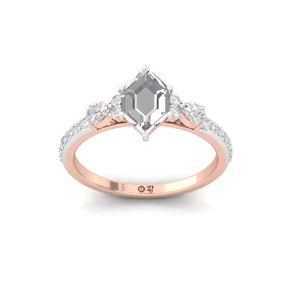 unique Cut Slim round Cut Solitaire CVD lab grown Diamond Ring