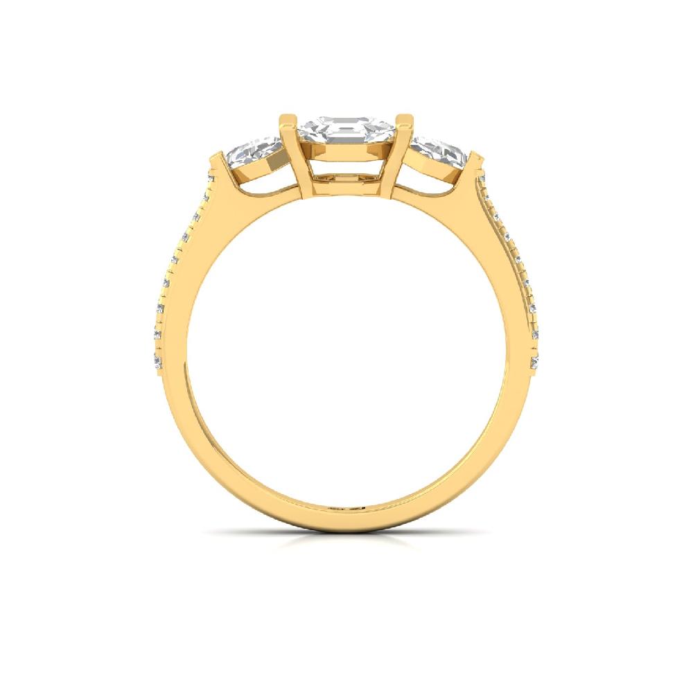 Three-Stone Elegant Asscher Cut Ring in CVD lab grown Diamond 