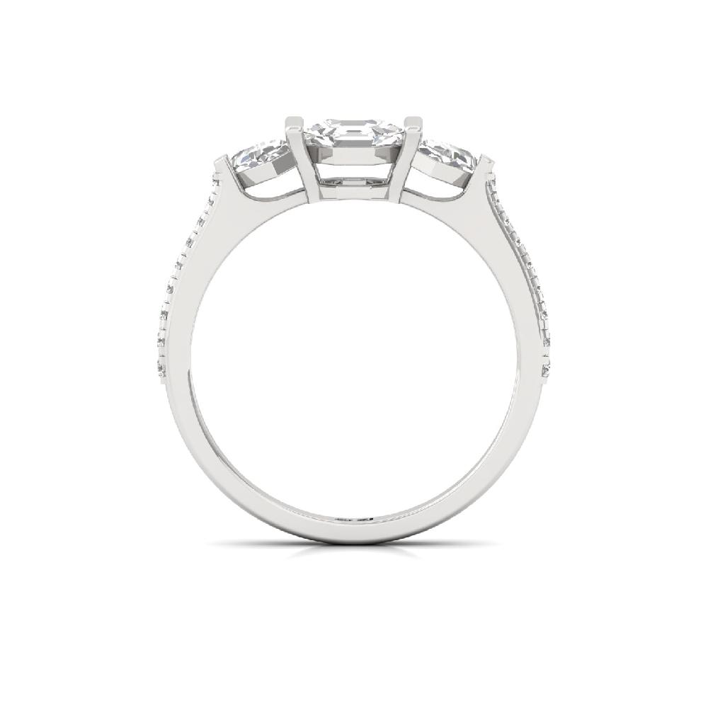 Three-Stone Elegant Asscher Cut Ring in CVD lab grown Diamond 