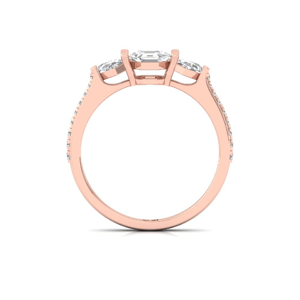 Three-Stone Elegant Asscher Cut Ring in CVD lab grown Diamond 