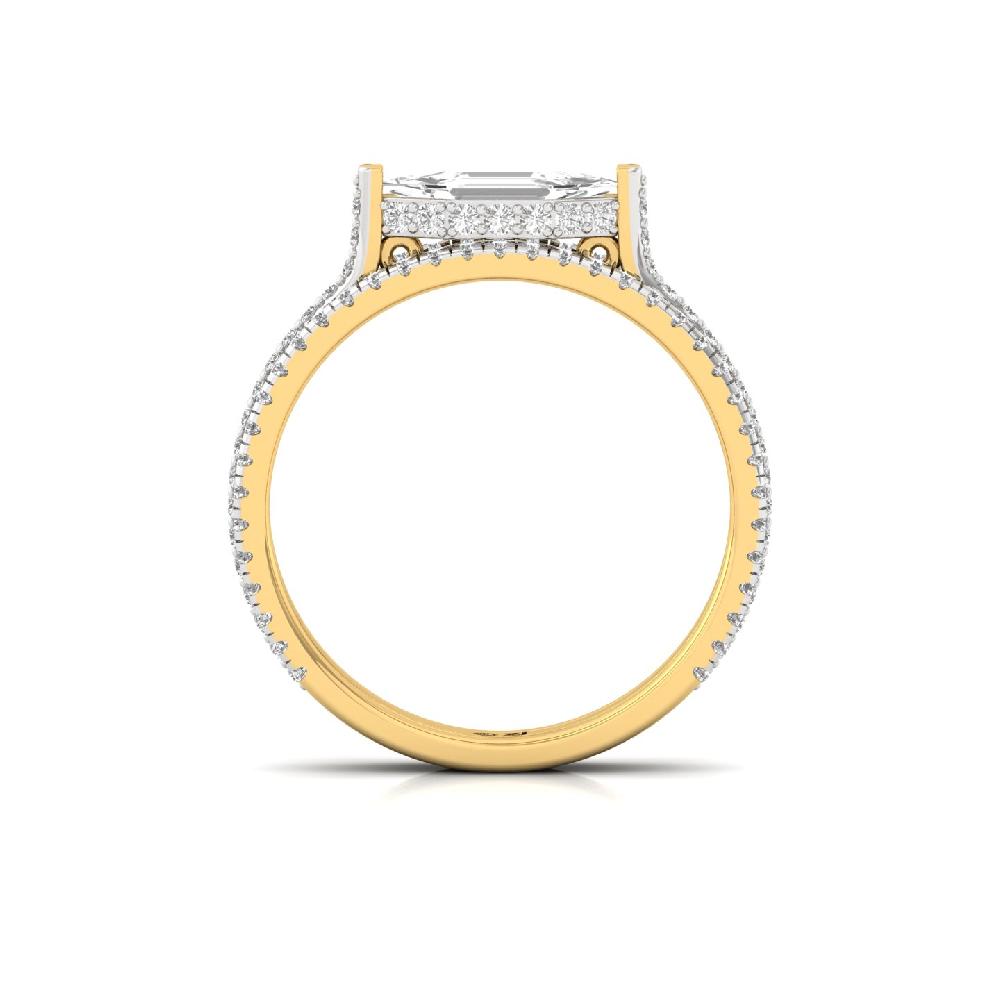 Double Band Emerald Cut Engagement Solitaire Ring 