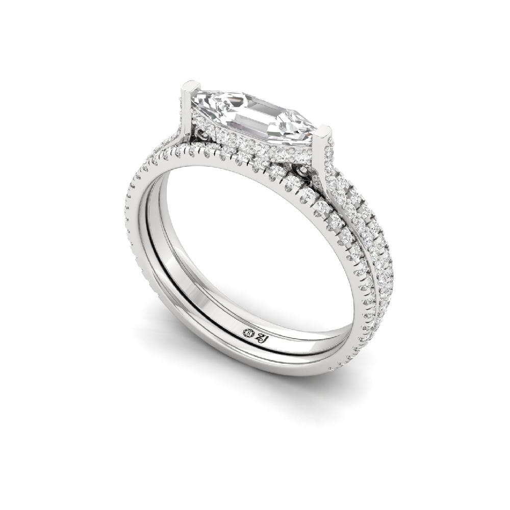 Double Band Emerald Cut Engagement Solitaire Ring 
