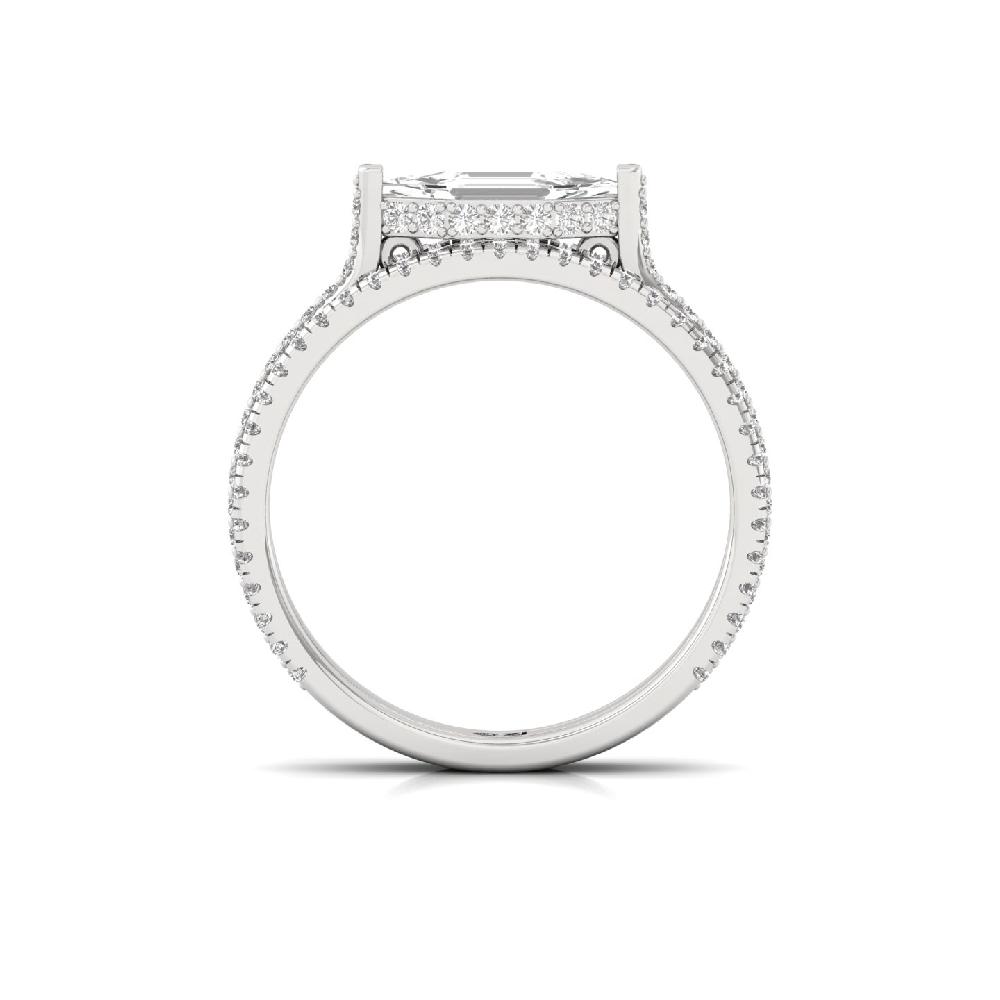 Double Band Emerald Cut Engagement Solitaire Ring 