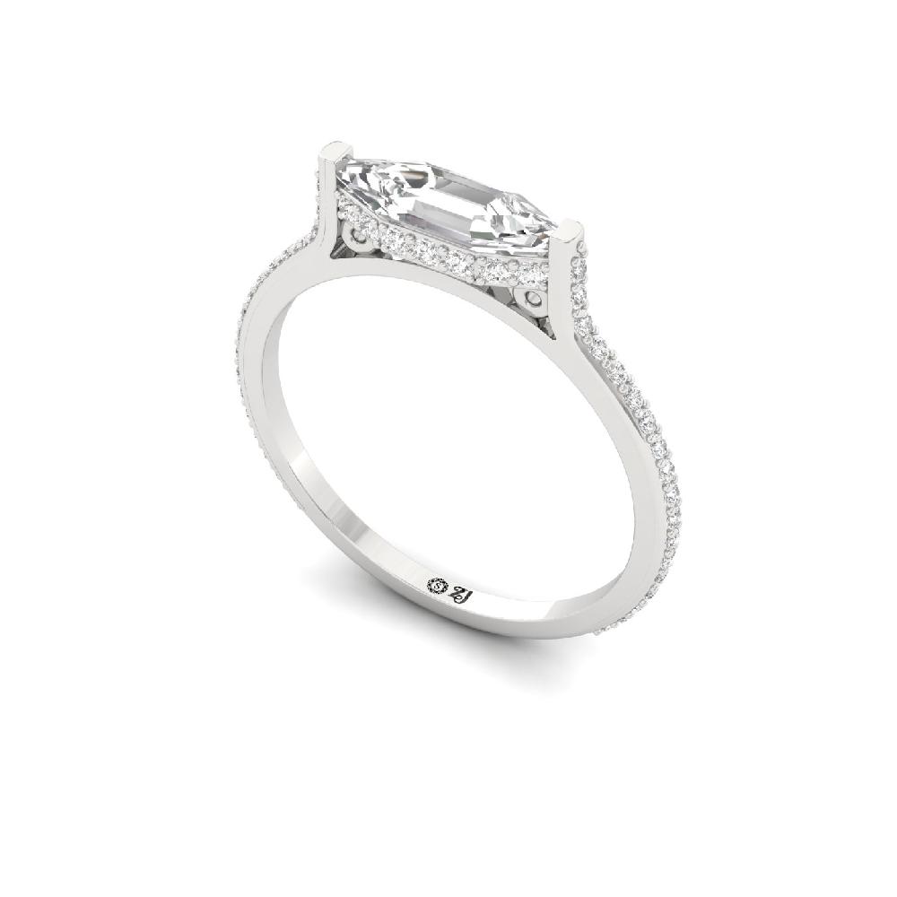Double Band Emerald Cut Engagement Solitaire Ring 