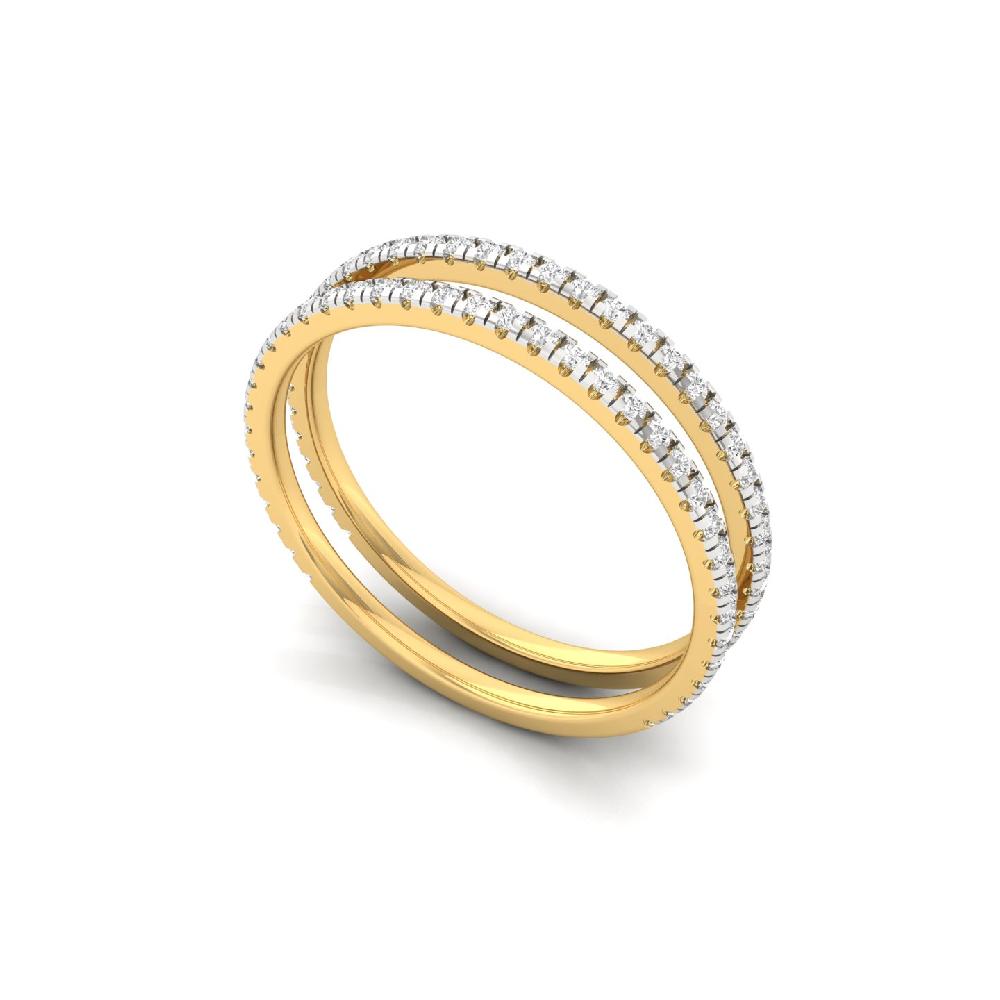 Double Band Emerald Cut Engagement Solitaire Ring 