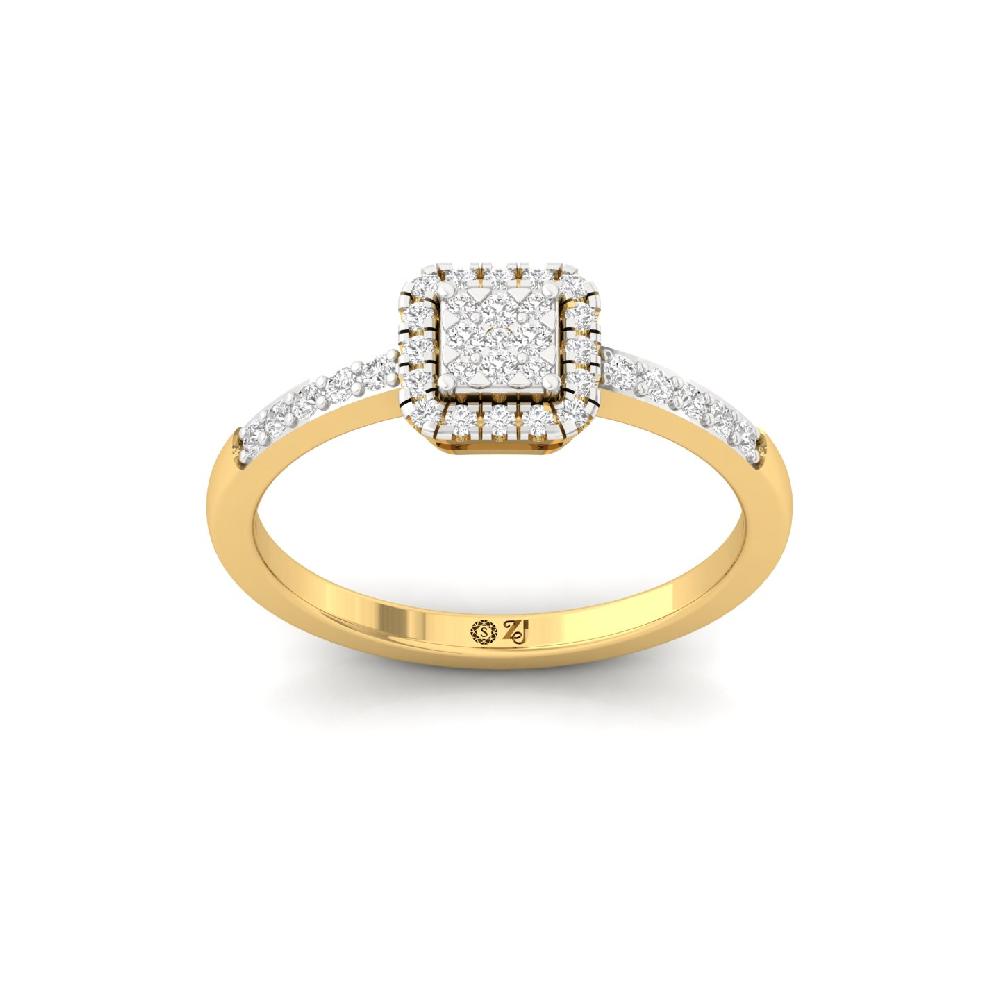 Petite Cluster round Cut Cvd lab grown Diamond Halo Ring 